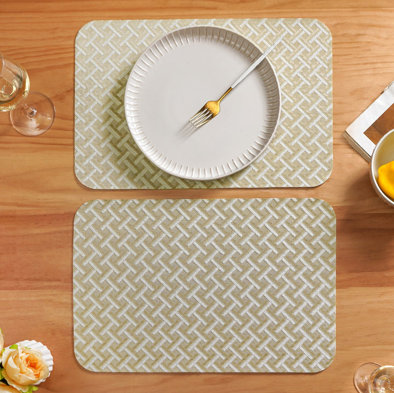 Beige Hue Wicker Pattern Tablemat Set Of 6
