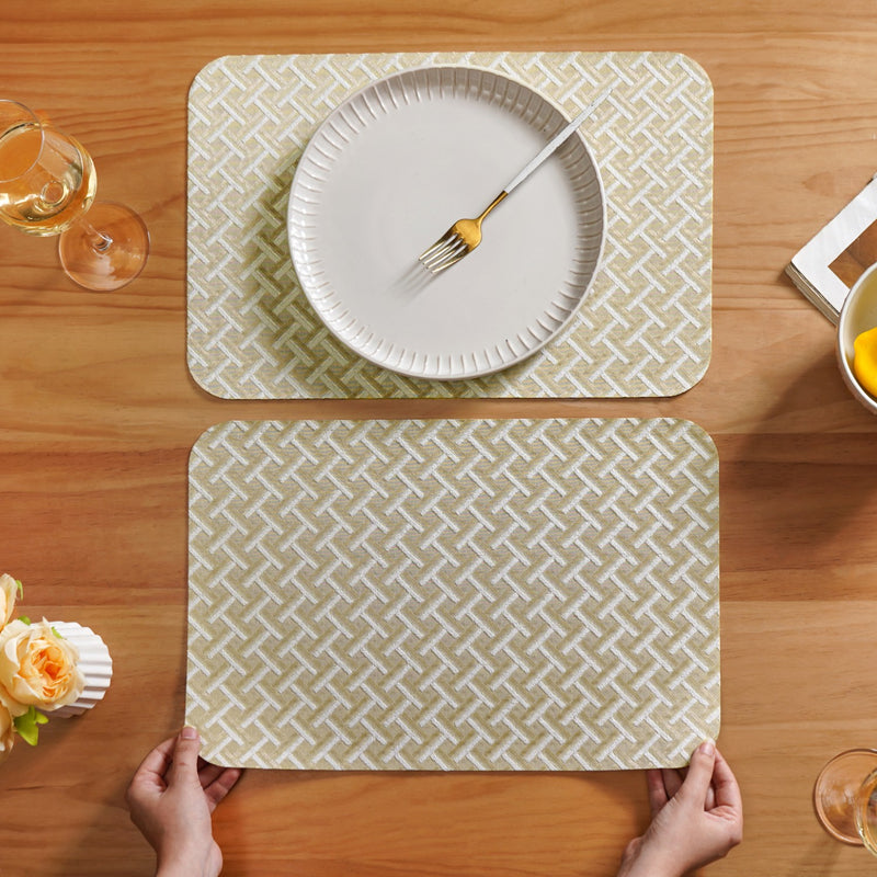Beige Hue Wicker Pattern Tablemat Set Of 6