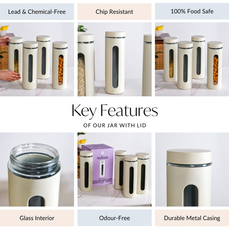 Beige Kitchen Canister Set Of 4 2000ml