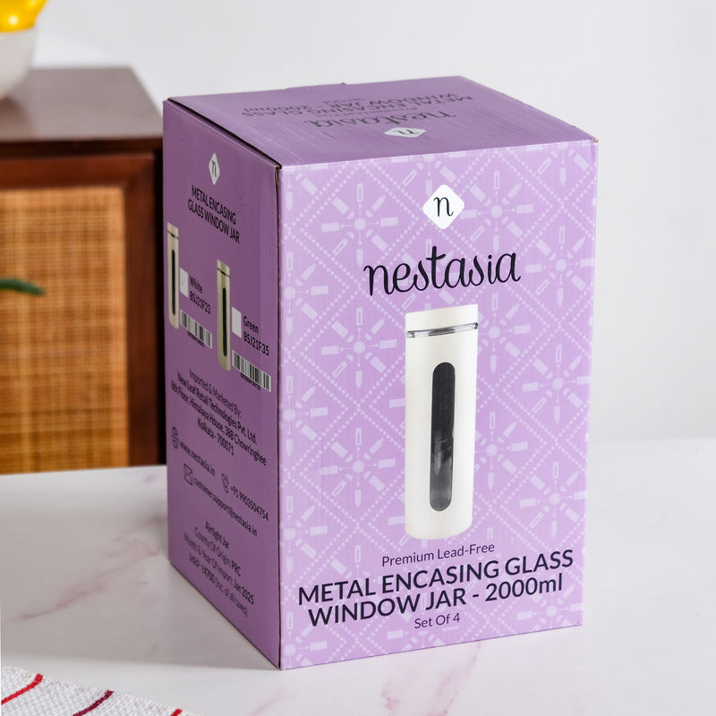 Beige Tall Kitchen Storage Canister Set Of 4 2000ml