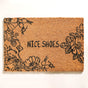 Beige Natural Coir Doormat With Text Print 24x16 Inch