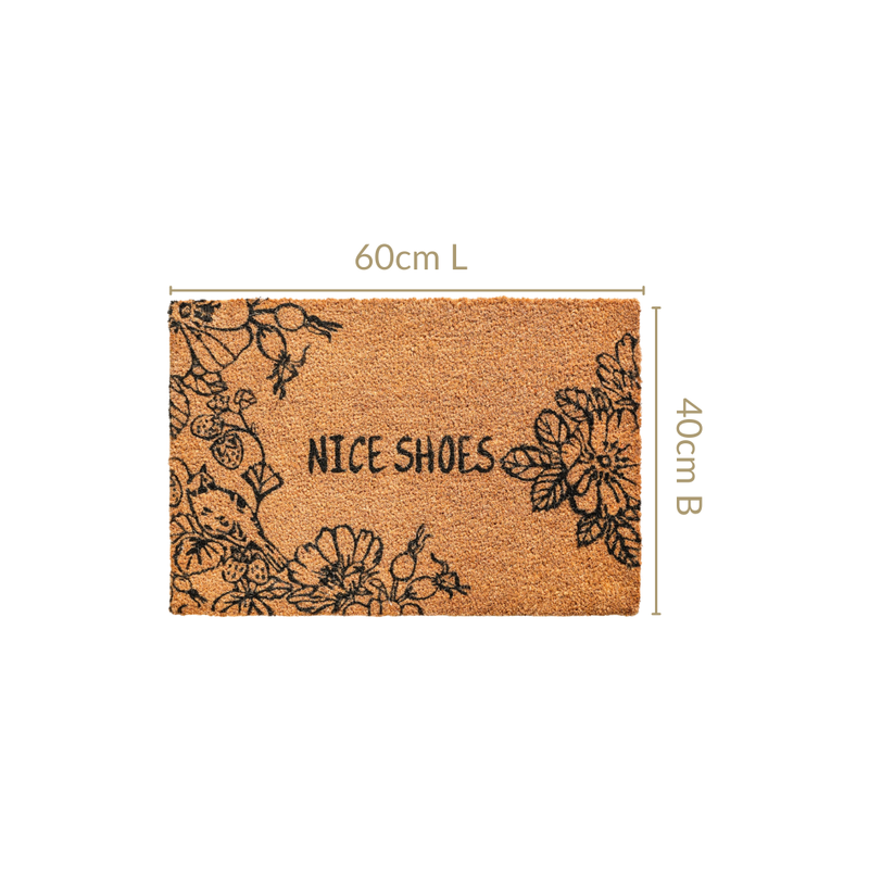 Beige Natural Coir Doormat With Text Print