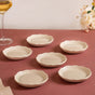 Era Embossed Small Dessert Plate Set Of 6 Beige 4.5" - Dessert plates, small plates, ceramic dessert plates, dessert plate set, dip bowls