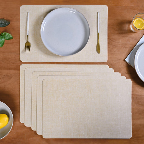 Beige Chenille Pattern Tablemat Set Of 6