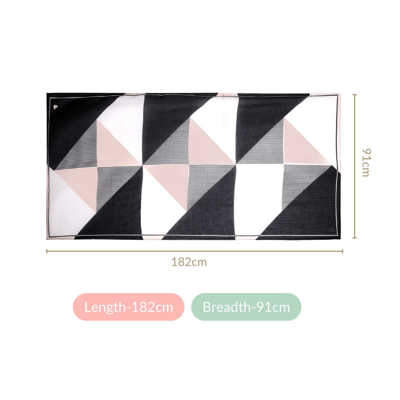 Beige Black Geometric Designer Women's Scarf