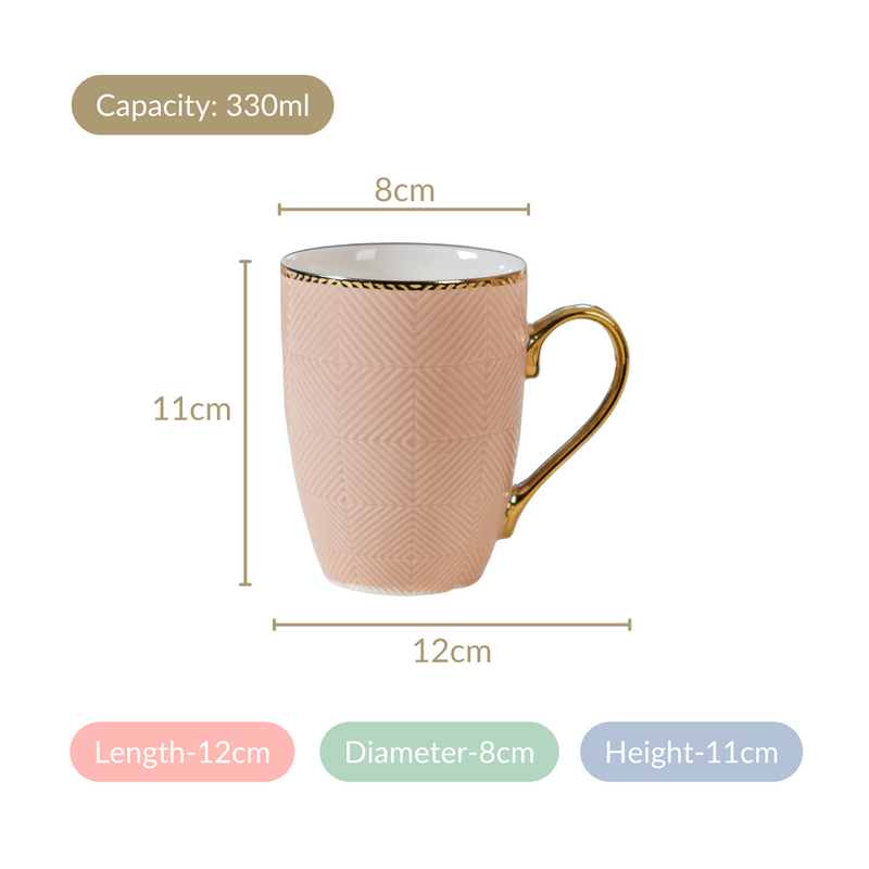 Design Mug For Coffee Set of 6 Beige 330ml - Coffee mugs, coffee mug set, tea mugs, ceramic coffee mugs