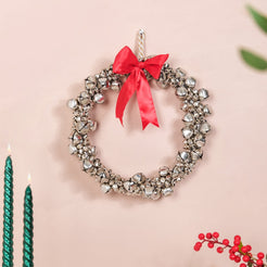 Decorative Silver Bells Wreath- Decorative Silver Wreath, Wreath with Bells, Silver Holiday Wreath, Festive Wreath Decor