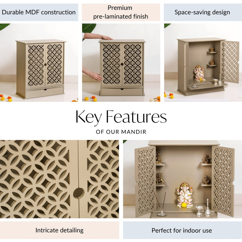 Bhakti Puja Mandir With Jali Design 53x27x63cm