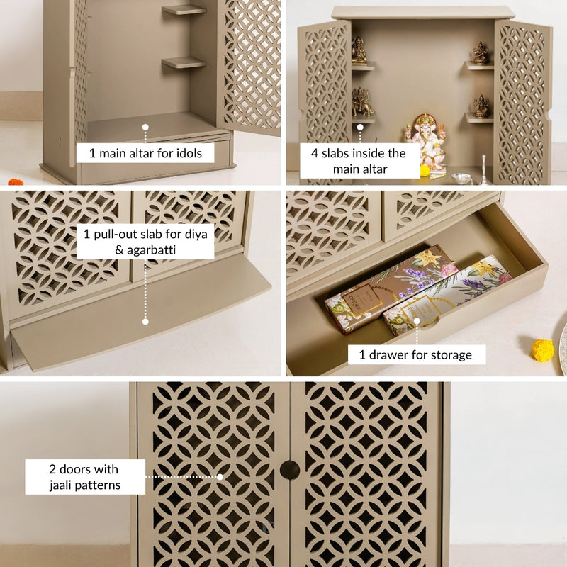 Bhakti Puja Mandir With Jali Design 53x27x63cm