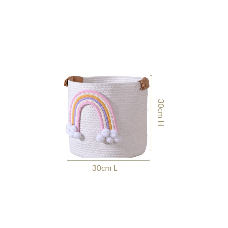 Big White Rainbow Basket With Handles