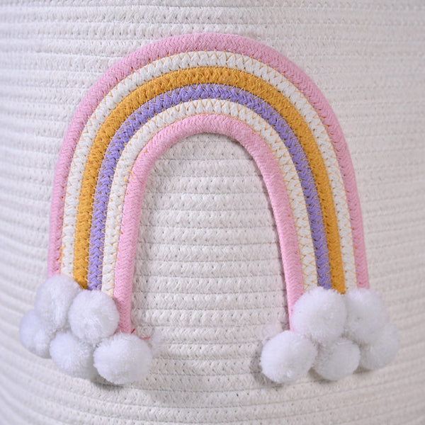 White Rainbow Basket With Handles 30cm