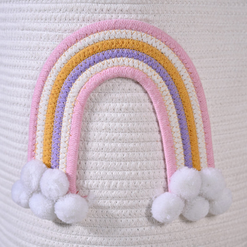 Big White Rainbow Basket With Handles