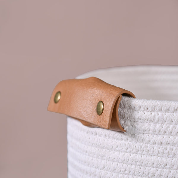 White Rainbow Basket With Handles 30cm