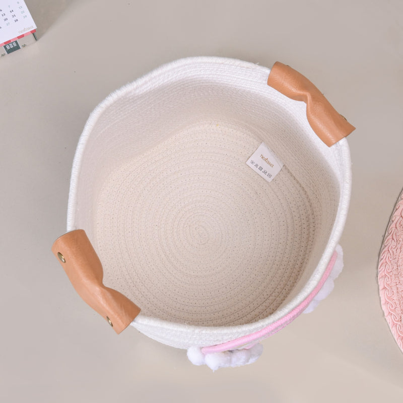 Big White Rainbow Basket With Handles