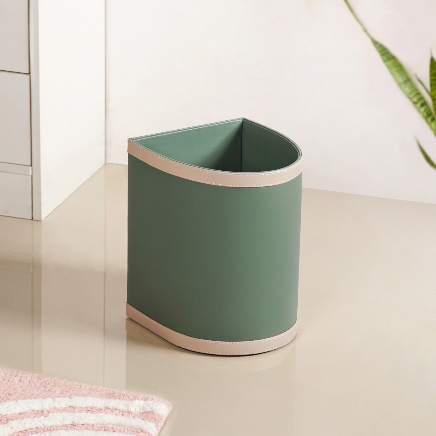 Bin There Faux Leather Dustbin Sage Green