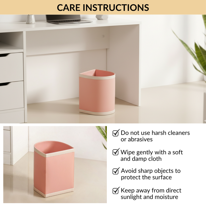 Bin There Faux Leather Dustbin For Home Pink