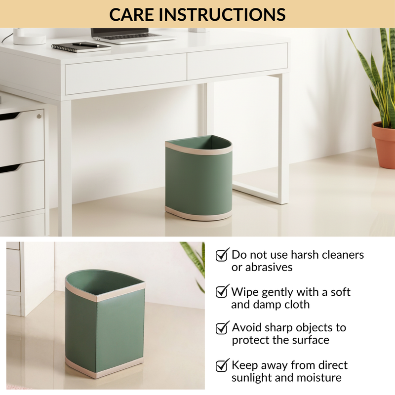 Bin There Faux Leather Dustbin Sage Green