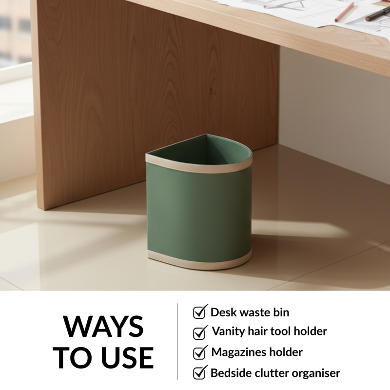 Bin There Faux Leather Dustbin Sage Green