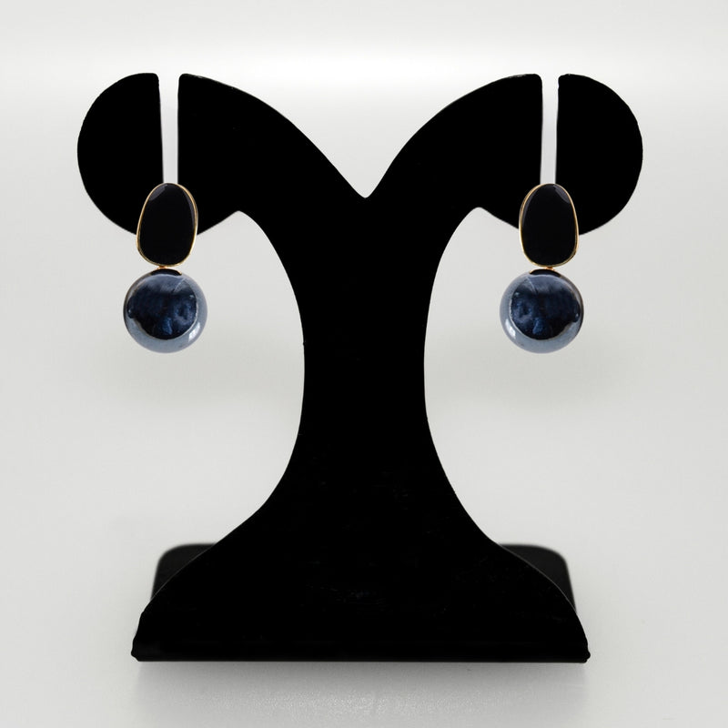 Black And Grey Contemporary Pearl Earrings