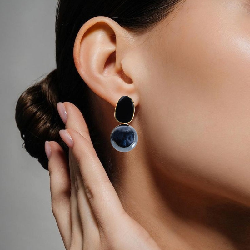 Black And Grey Contemporary Pearl Earrings
