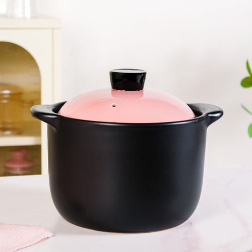 Black And Pink Big Ceramic Pot With Lid 6000ml