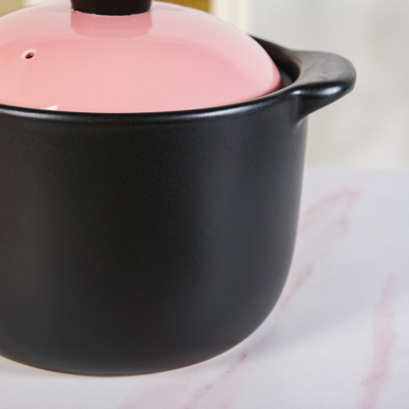 Black And Pink Big Ceramic Pot With Lid 6000ml