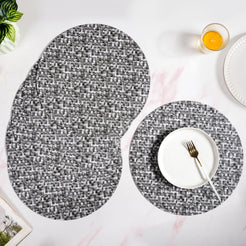 Black And White Intrecciato Weave Round Table Mat Set Of 6