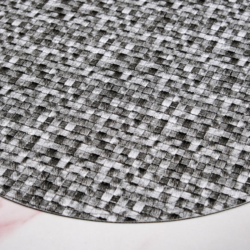 Black And White Intrecciato Weave Round Table Mat Set Of 6