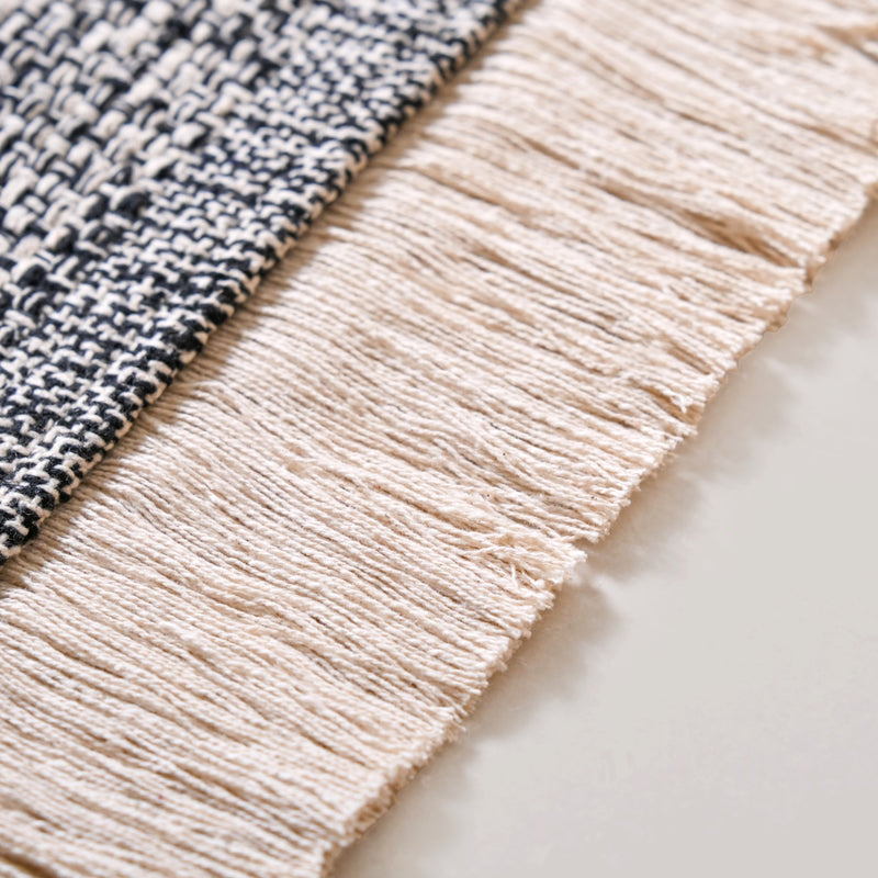 Black And White Tweed Floor Mat 96x53cm