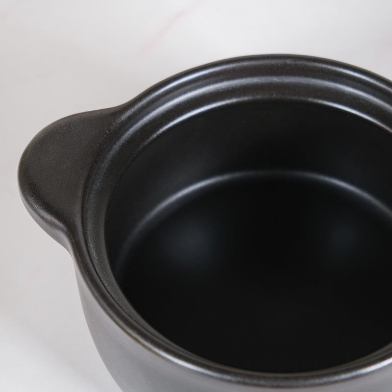 Black And Yellow Ceramic Cooking Pot With Lid 1200ml