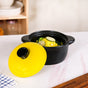 Black And Yellow Ceramic Cooking Pot With Lid 1200ml