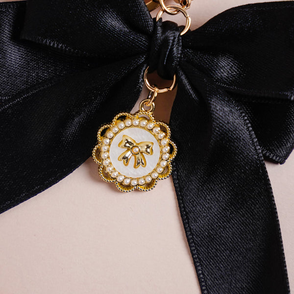 Black Beauty Bow Charm Keychain