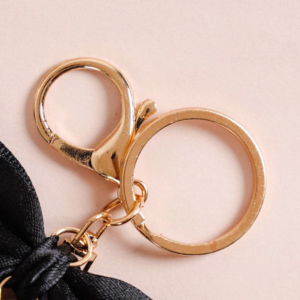 Black Beauty Bow Charm Keychain