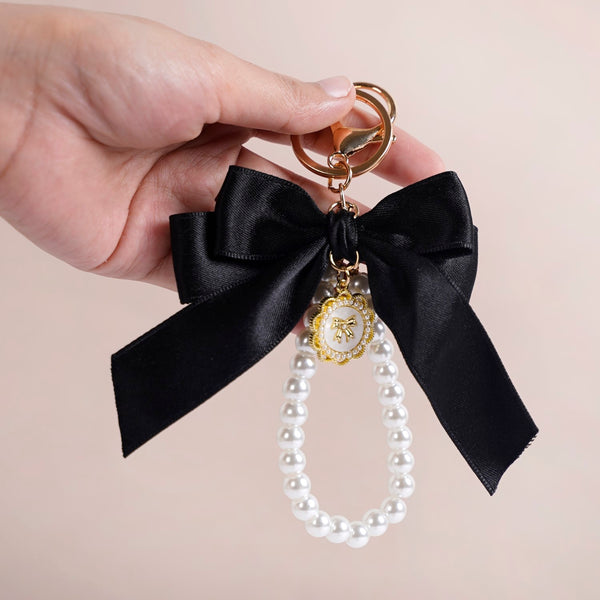 Black Beauty Bow Charm Keychain