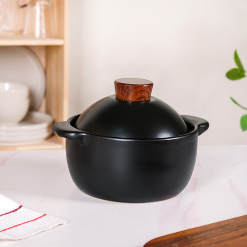 Black Ceramic Clay Pot For Cooking 2250ml