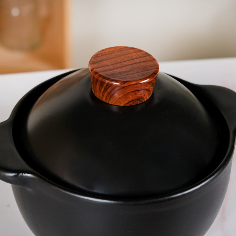 Black Ceramic Clay Pot For Cooking 2250ml