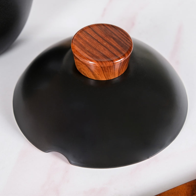 Black Ceramic Clay Pot For Cooking 2250ml