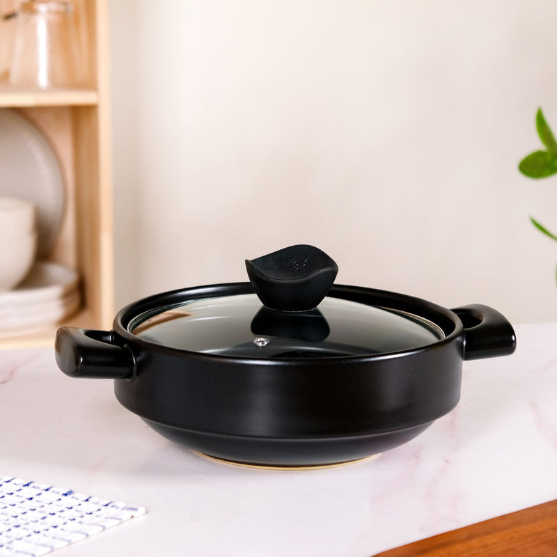 Black Ceramic Cooking Pot 1600ml