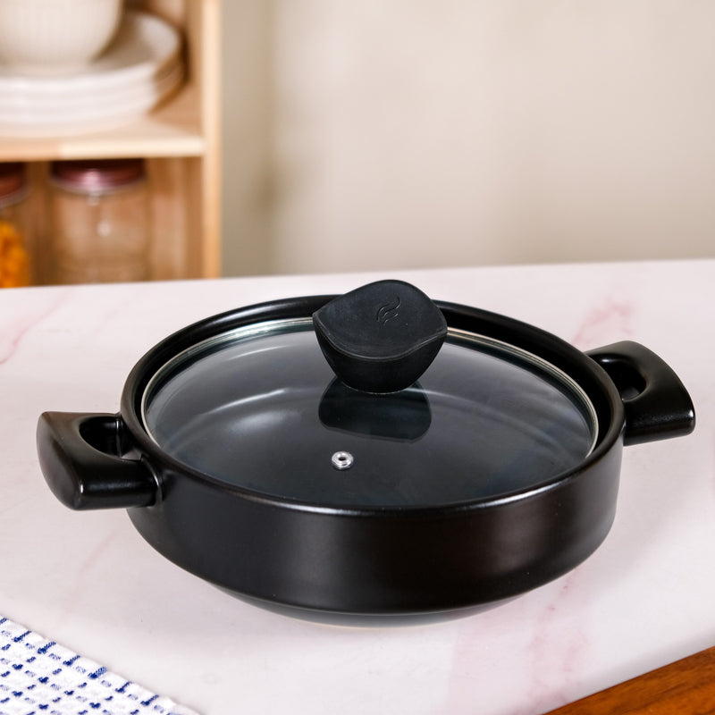 Black Ceramic Cooking Pot 1600ml
