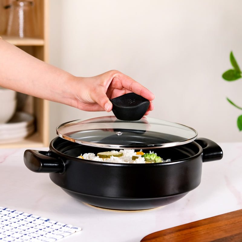 Black Ceramic Cooking Pot 1600ml
