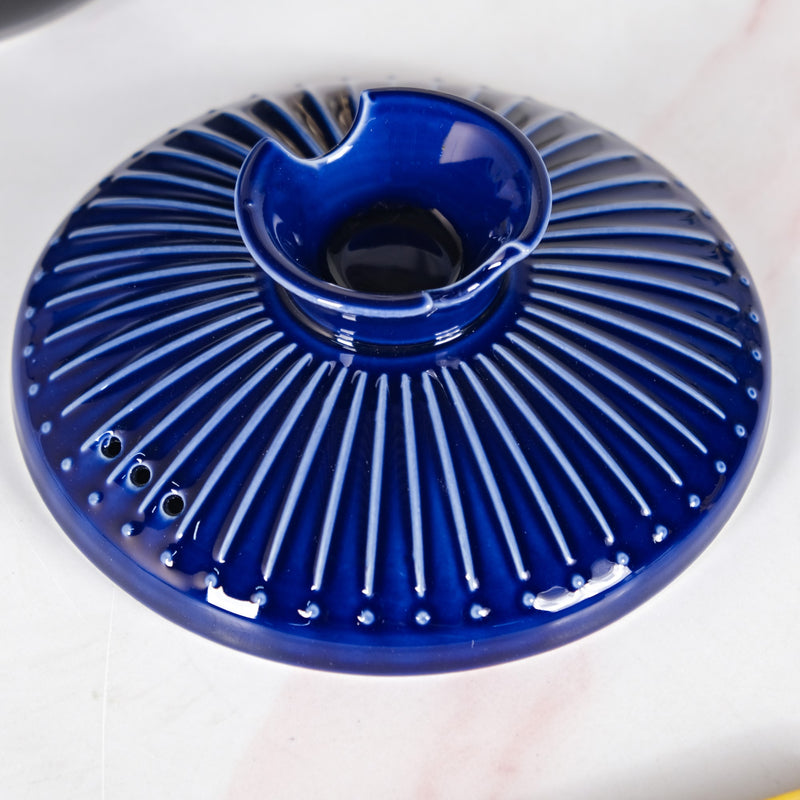 Black Ceramic Cooking Pot With Deep Blue Lid 3000ml