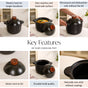 Black Ceramic Cooking Pot With Lid 3300ml