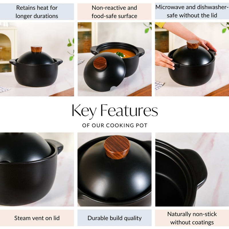 Black Chinese Stew Pot 3300ml