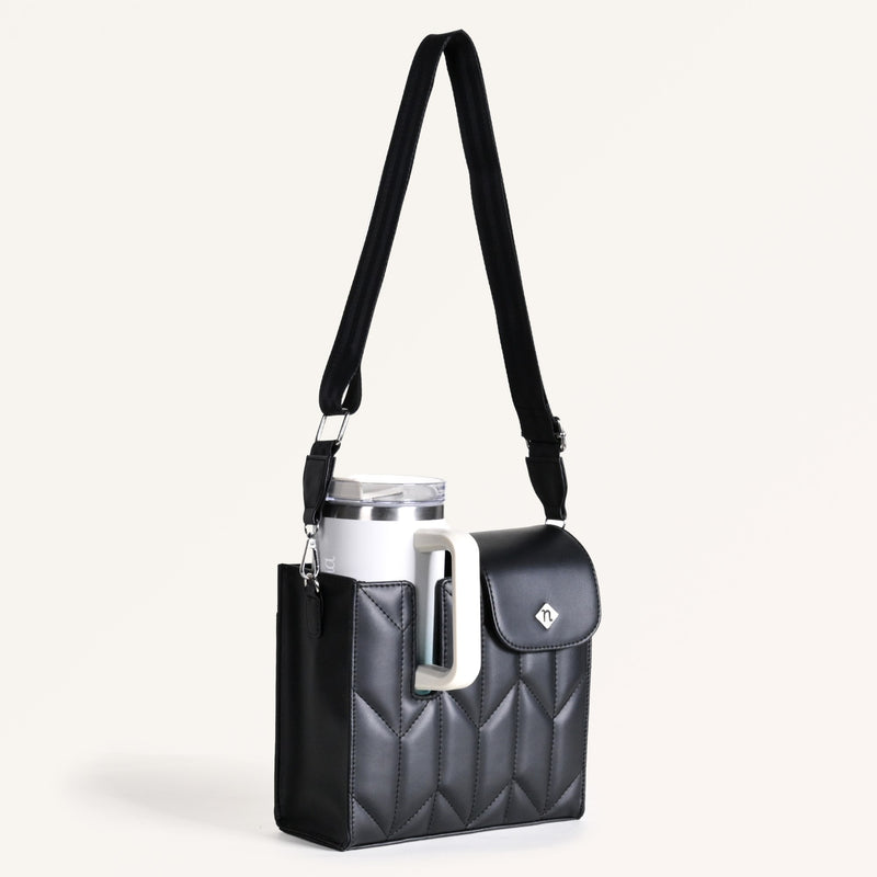 Black Crossbody Bag For Bottles And Travel Mugs
