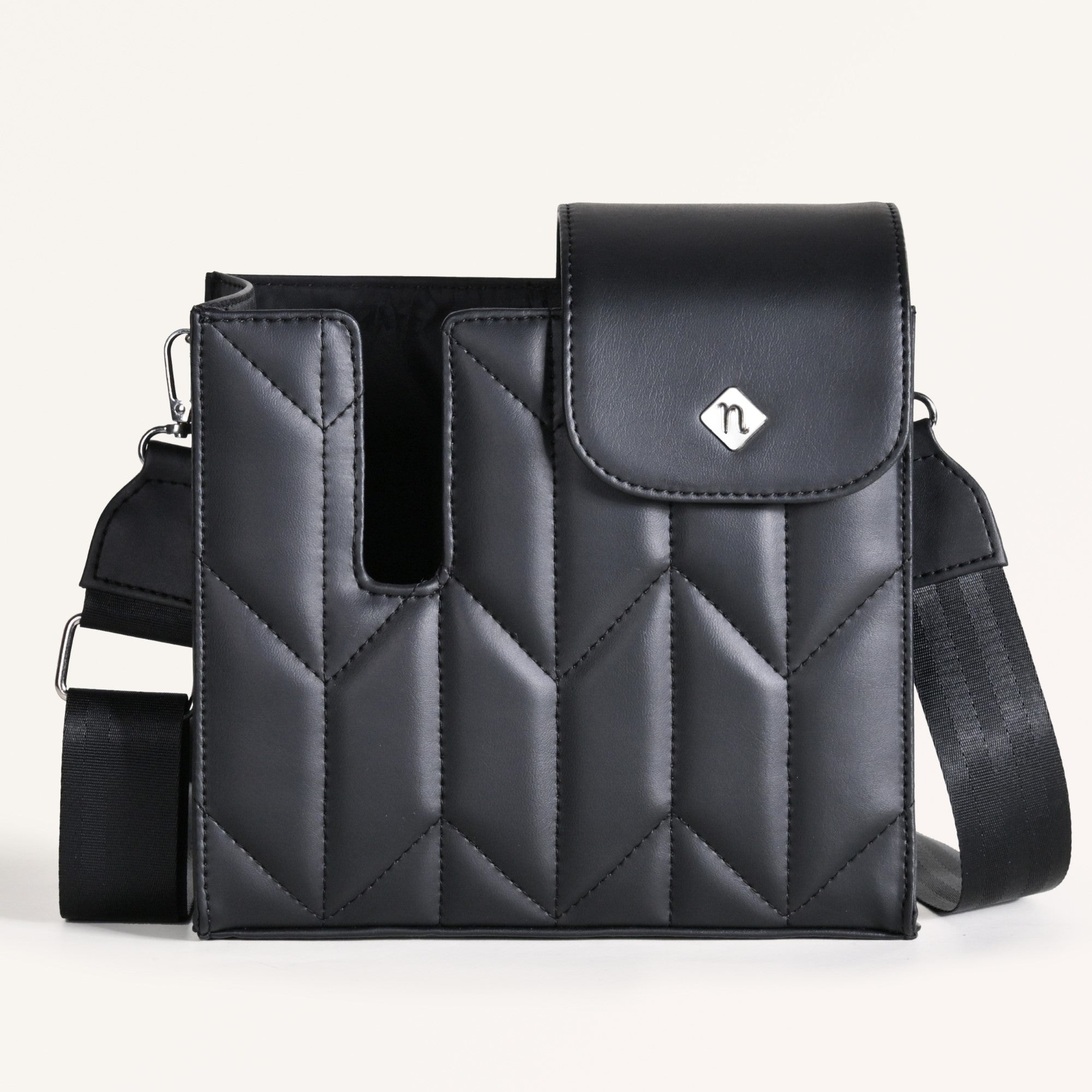 Black Crossbody Bag For Bottles - Main Image