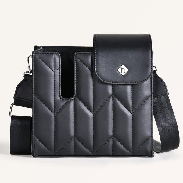 Black Crossbody Bag For Bottles