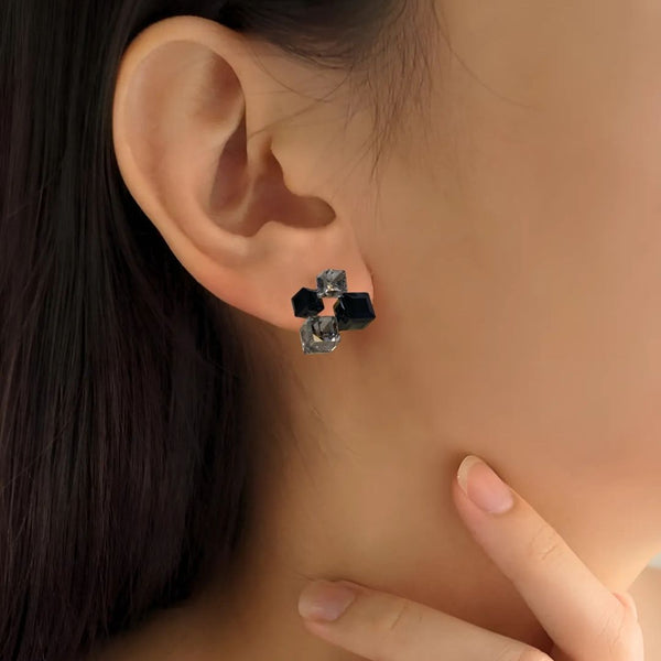 Black Cube Cluster Earrings