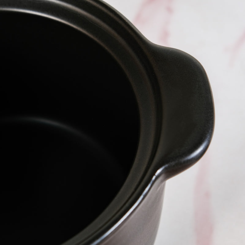 Black Glazed Cooking Pot With Lid 5700ml