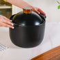 Black Glazed Cooking Pot With Lid 5700ml