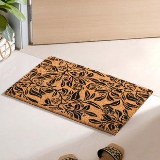 Black Magnolias Printed Coir Floor Mat